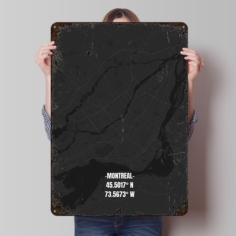Retro Gaming Montreal - Montreal Map Metal Poster Customized Wall
