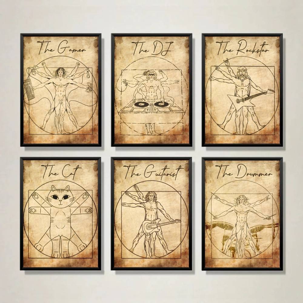 Vintage Vitruvian Style Music  - Retro Gaming Wallpaper บทวิจารณ์และราคา