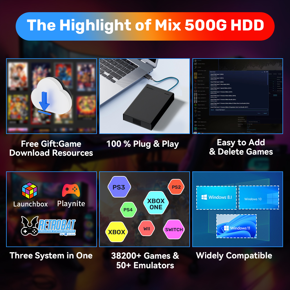 JMachen 500GB Portable Gaming  - Retro Gaming Play Zone บทวิจารณ์และราคา