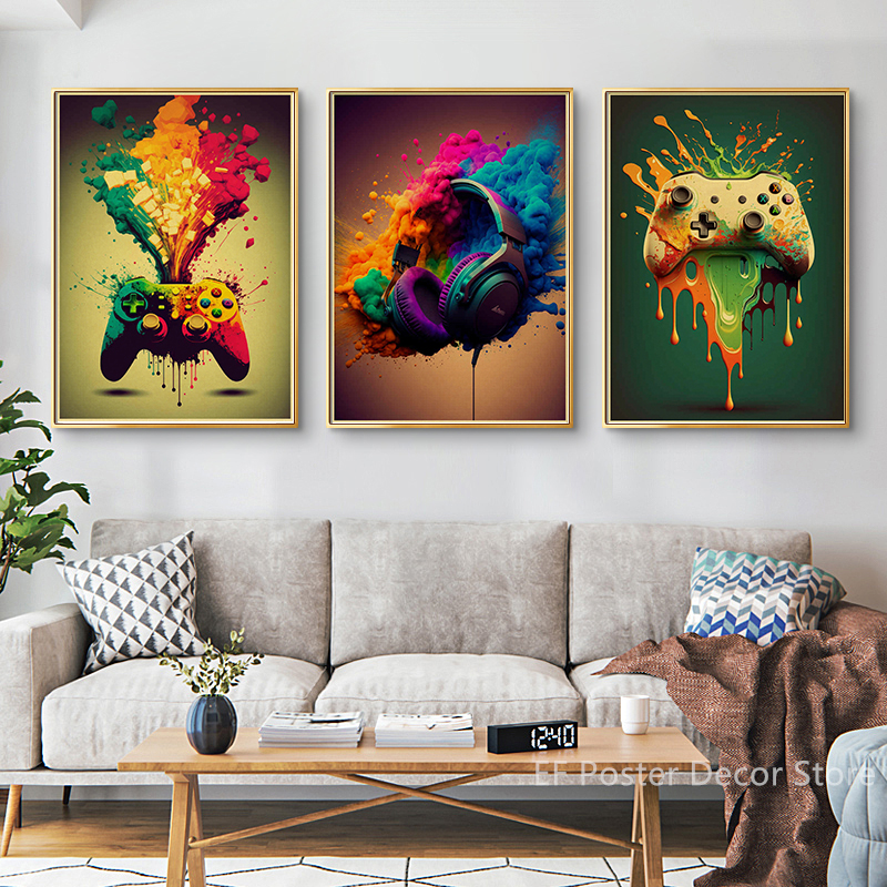 Colorful Game Controller Wall  - Retro Gaming Wallpaper บทวิจารณ์และราคา