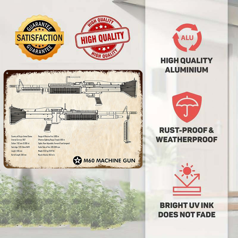 M60 Machine Gun Paper Tin Post - Retro Gaming Wallpaper บทวิจารณ์และราคา