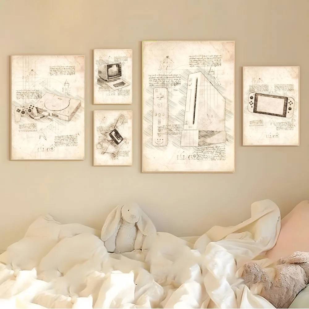 Vintage Gaming Console Sketch  - Retro Gaming Wallpaper บทวิจารณ์และราคา