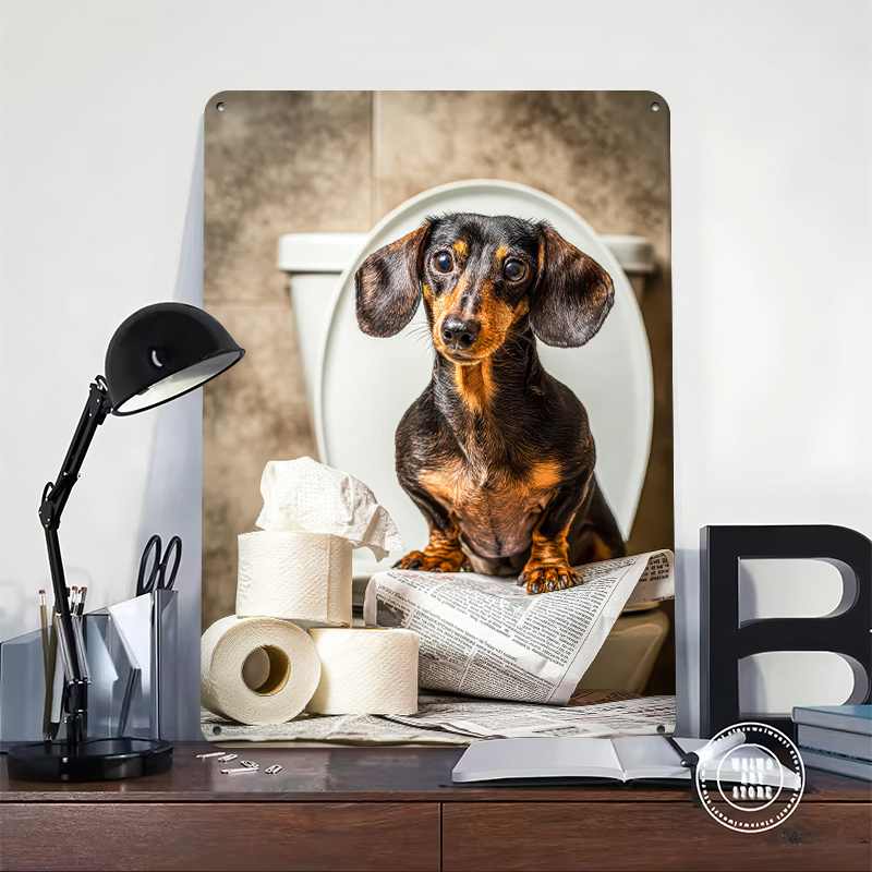 Dachshund on Toilet With Toile - Retro Gaming Wallpaper บทวิจารณ์และราคา