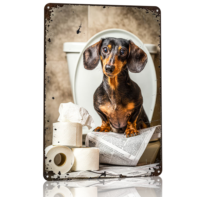 Dachshund on Toilet With Toile - Retro Gaming Wallpaper บทวิจารณ์และราคา