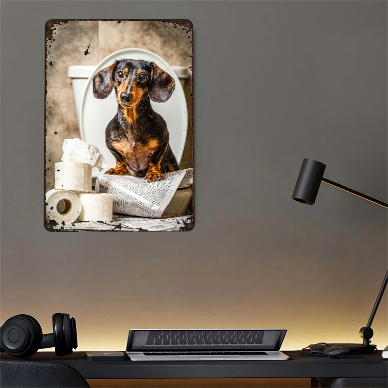 Dachshund on Toilet With Toile - Retro Gaming Wallpaper บทวิจารณ์และราคา