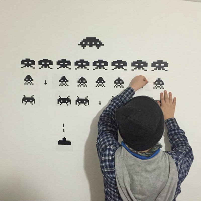 Gamer Vinyl Stickers SPACE INV - Retro Gaming Wallpaper บทวิจารณ์และราคา