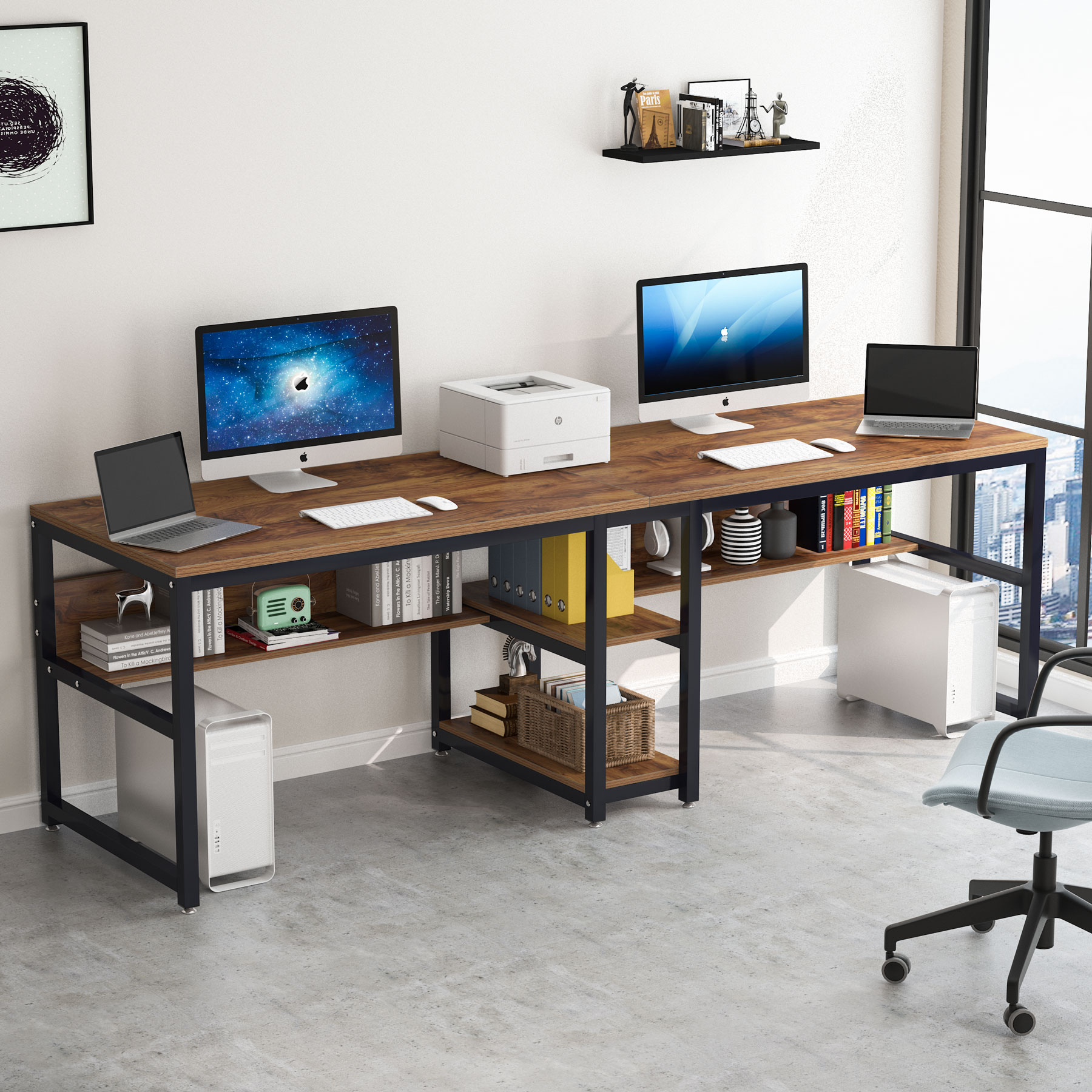 Tribesigns Two Person Desk wit - Retro Gaming Table บทวิจารณ์และราคา