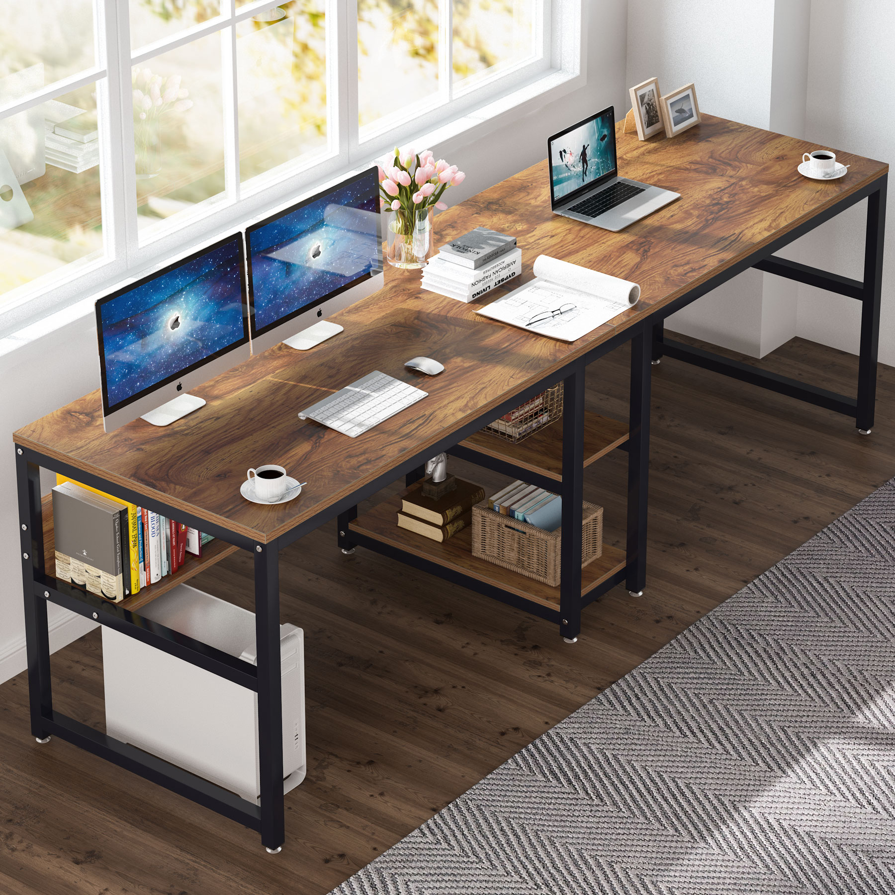 Tribesigns Two Person Desk wit - Retro Gaming Table บทวิจารณ์และราคา