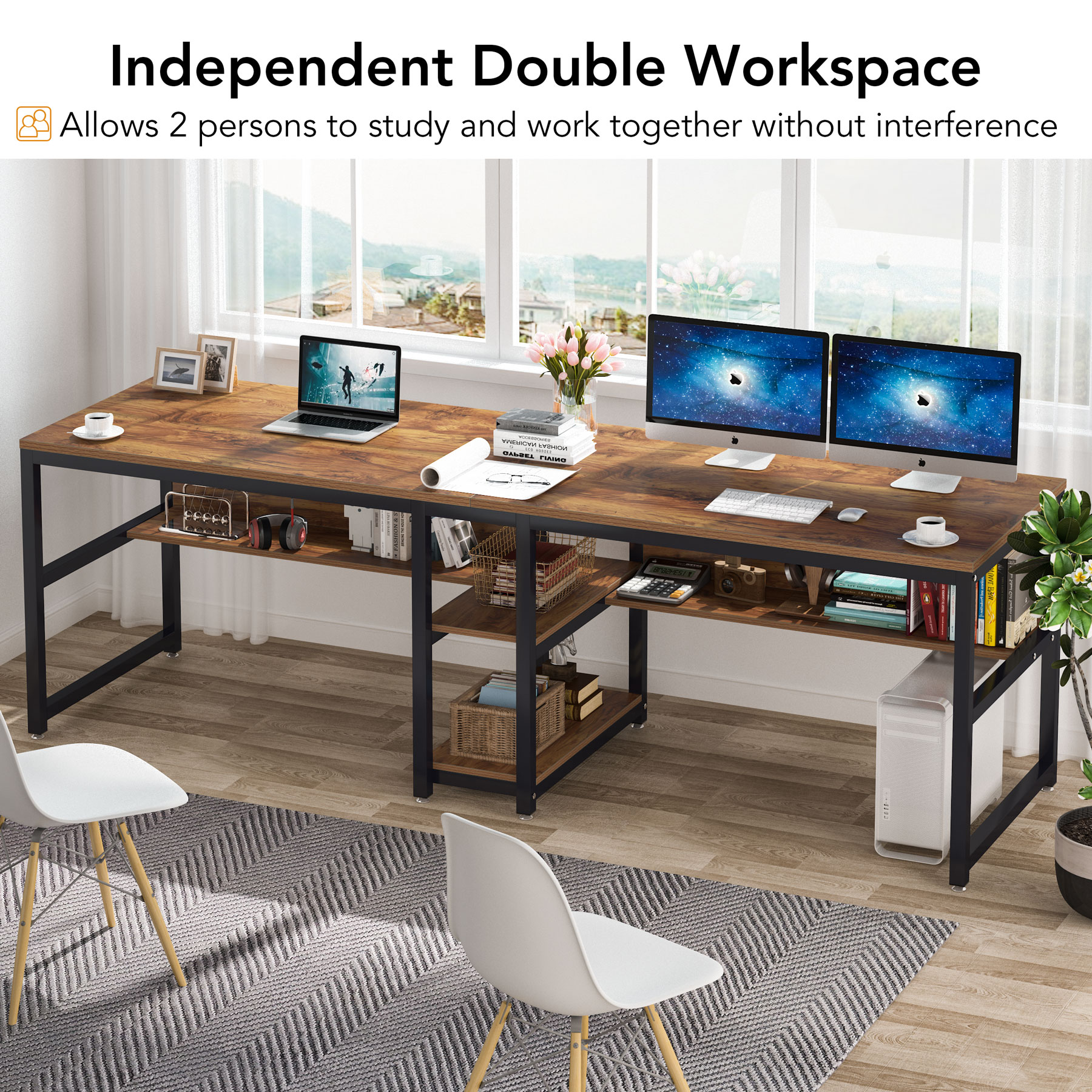 Tribesigns Two Person Desk wit - Retro Gaming Table บทวิจารณ์และราคา