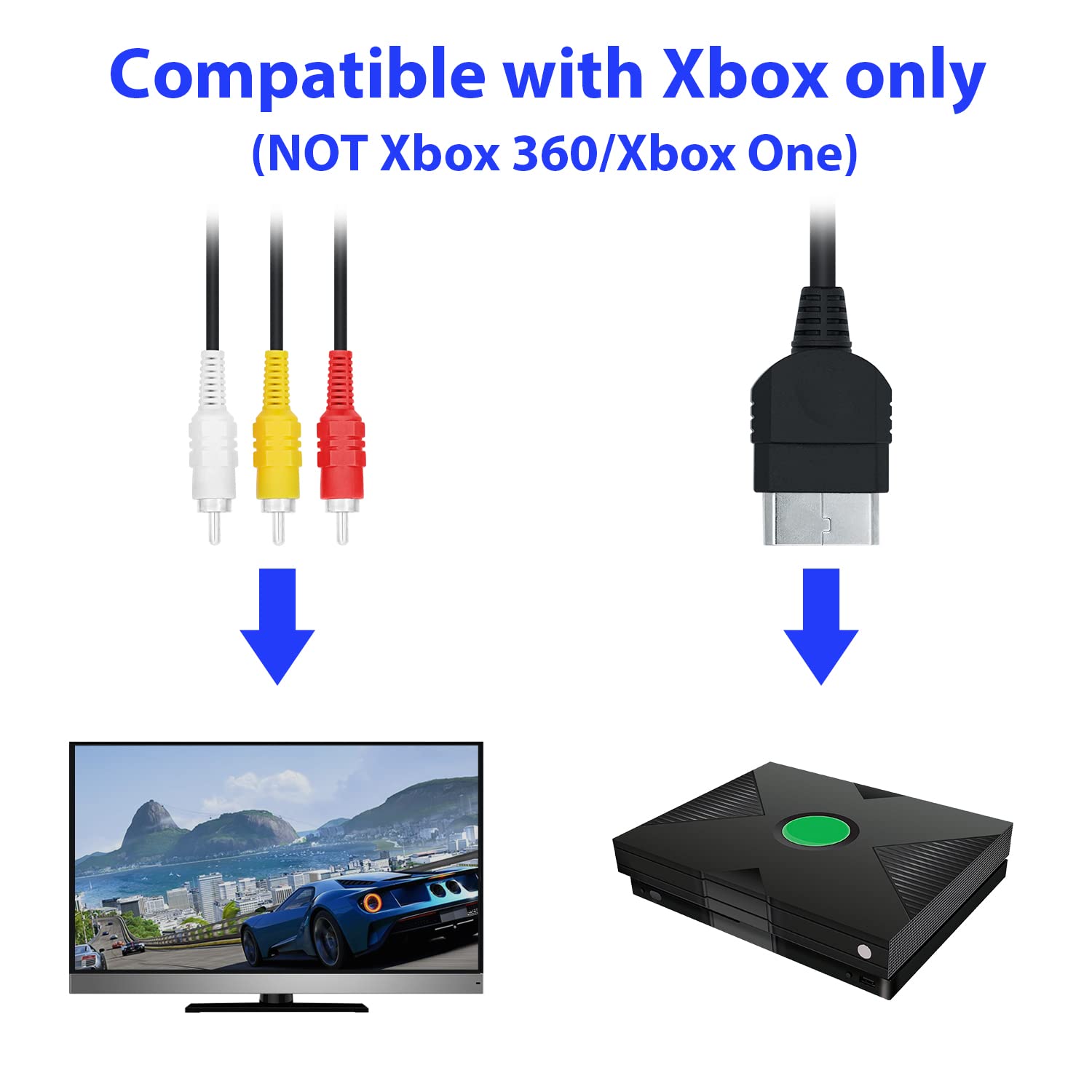 Xbox Original AV Cable Cord Co - Retro Gaming Xbox One บทวิจารณ์และราคา