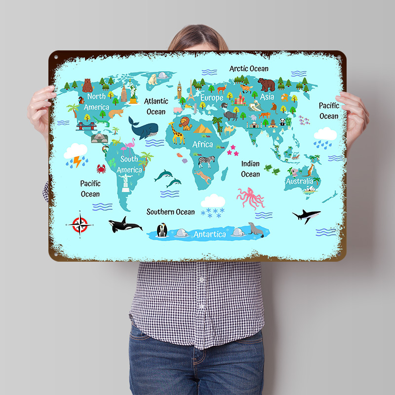 Kids World Map Printed Poster  - World Of Retro Gaming บทวิจารณ์และราคา